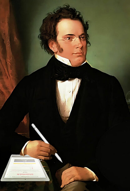 Schubert-writing-on-tablet